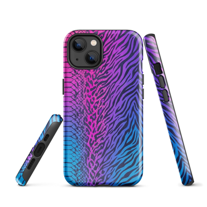 Pink & Blue Snake Skin Leopard & Zebra Print Tough Case for iPhone®