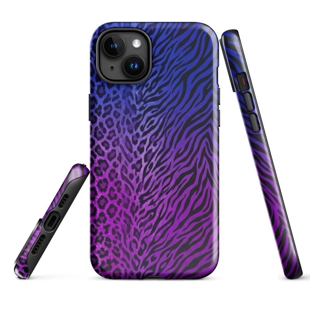 Purple to Blue Zebra & Leopard Print Tough Case for iPhone®
