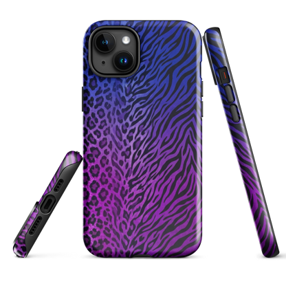 Purple to Blue Zebra & Leopard Print Tough Case for iPhone®