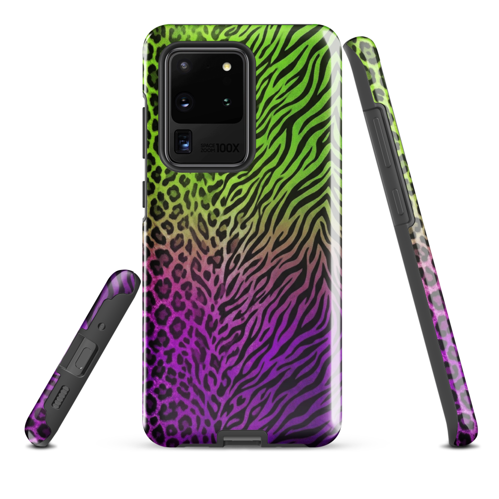 Neon Green & Purple Zebra & Leopard Print Tough Case for Samsung