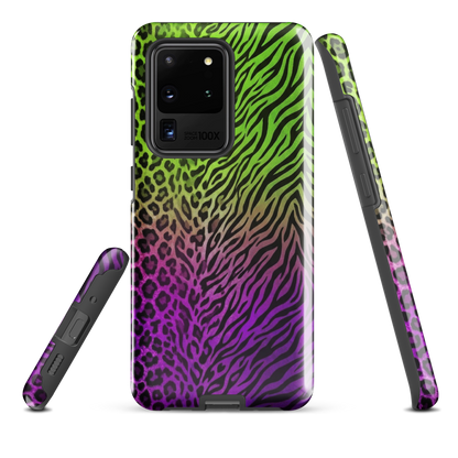 Neon Green & Purple Zebra & Leopard Print Tough Case for Samsung