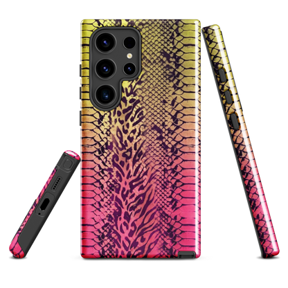 Yellow & Pink Snake Skin & Leopard Print Tough Case for Samsung
