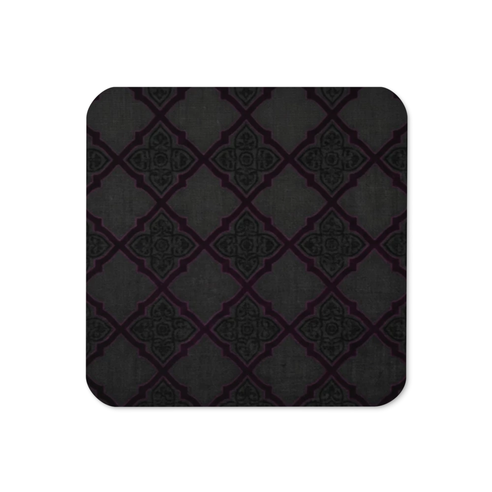 Black Detailed Cork-Back Coaster