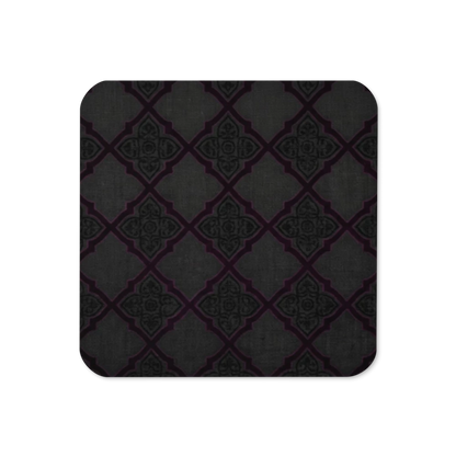 Black Detailed Cork-Back Coaster