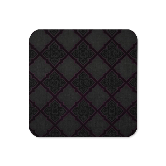 Black Detailed Cork-Back Coaster