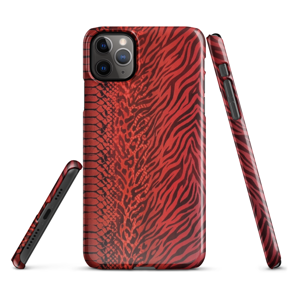 Red Zebra Snake & Leopard Print Snap Case for iPhone