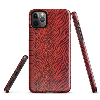 Red Zebra Snake & Leopard Print Snap Case for iPhone