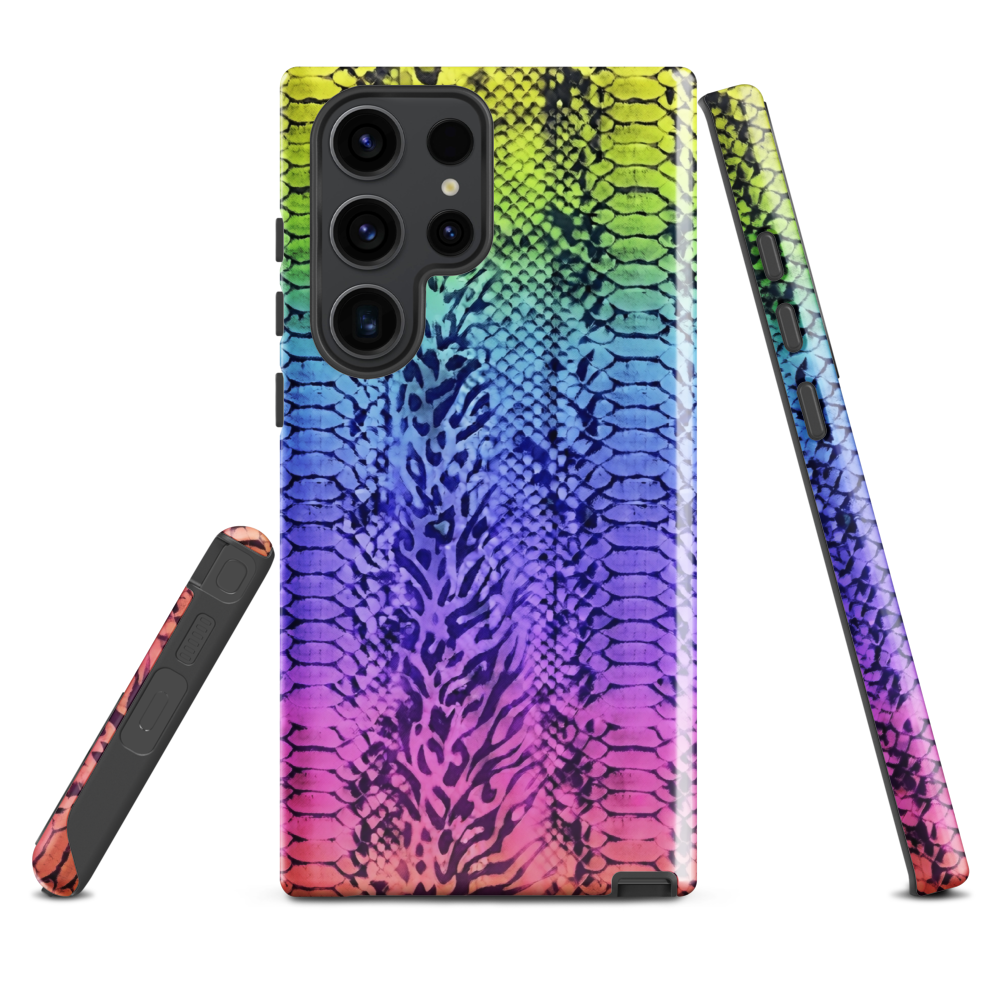 Vibrant Rainbow Snake Skin & Leopard Print Tough Case for Samsung