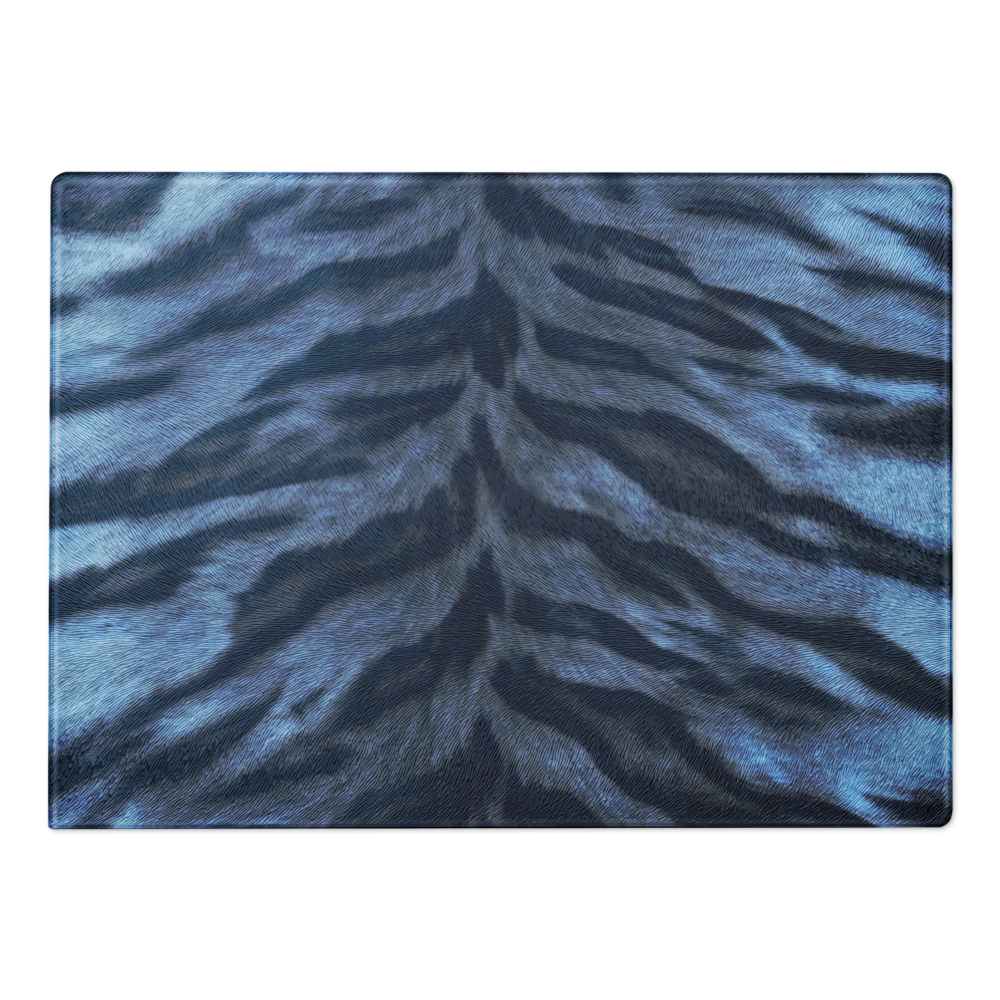 Blue Tiger Print Glass Cutting Board
