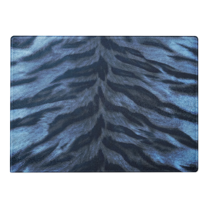 Blue Tiger Print Glass Cutting Board