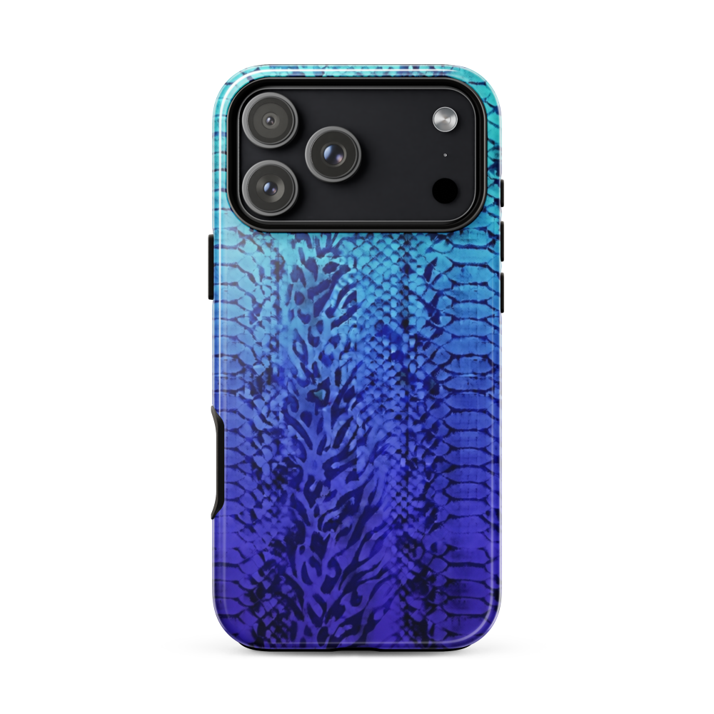 Vibrant Blue Snake & Leopard Print Tough Case for iPhone®