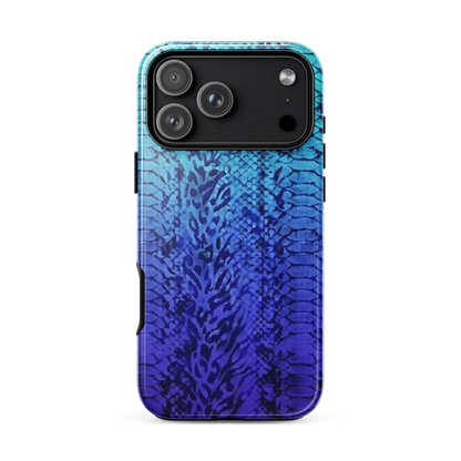 Vibrant Blue Snake & Leopard Print Tough Case for iPhone®