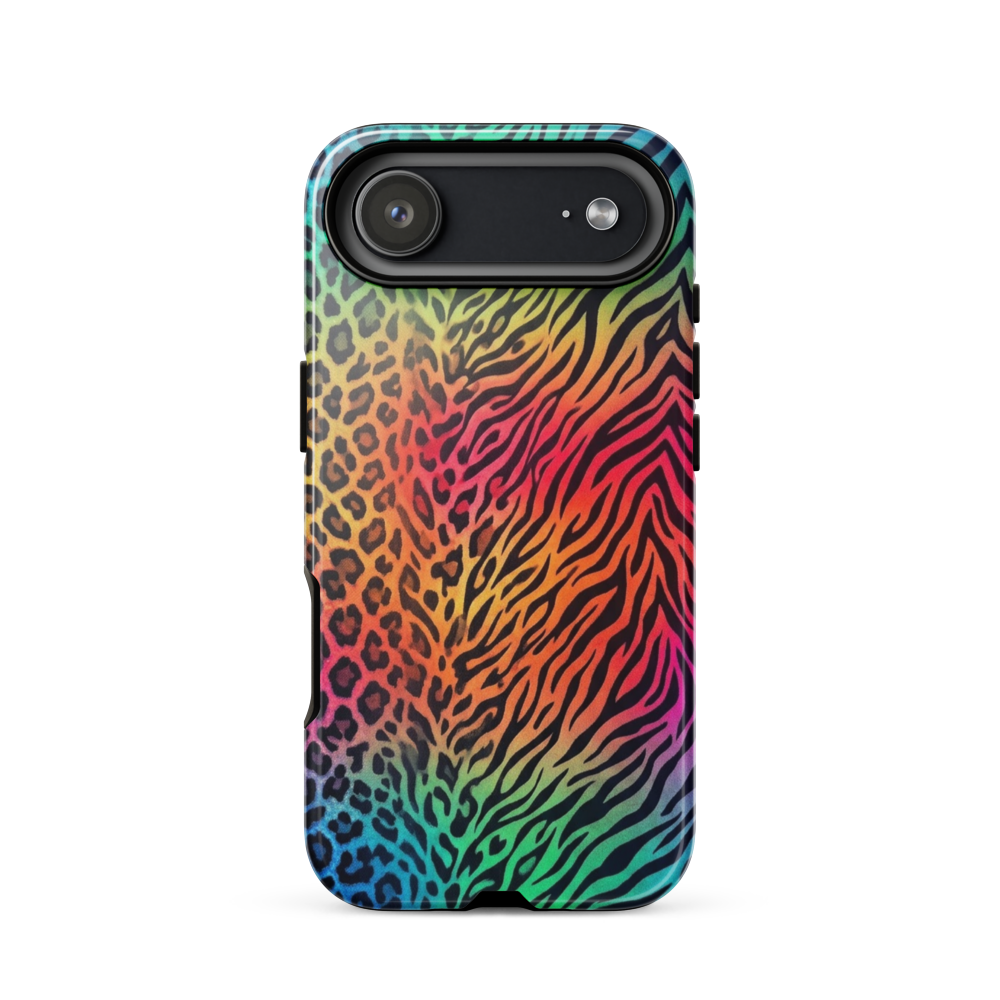Vibrant Rainbow Zebra & Leopard Print Tough Case for iPhone®