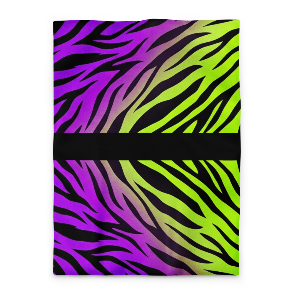 Neon Green and Purple Zebra Print y2k Microfiber Duvet Cover