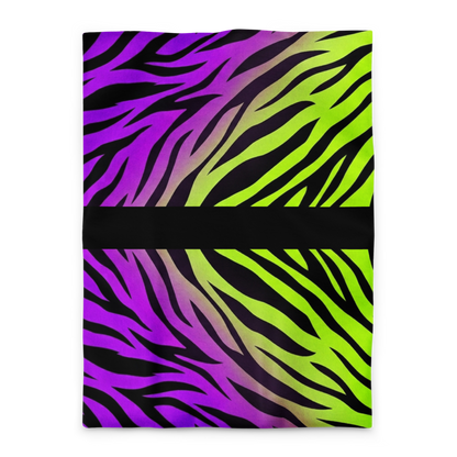 Neon Green and Purple Zebra Print y2k Microfiber Duvet Cover