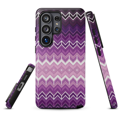 Purple Classic Chevron White Pattern Tough Case for Samsung