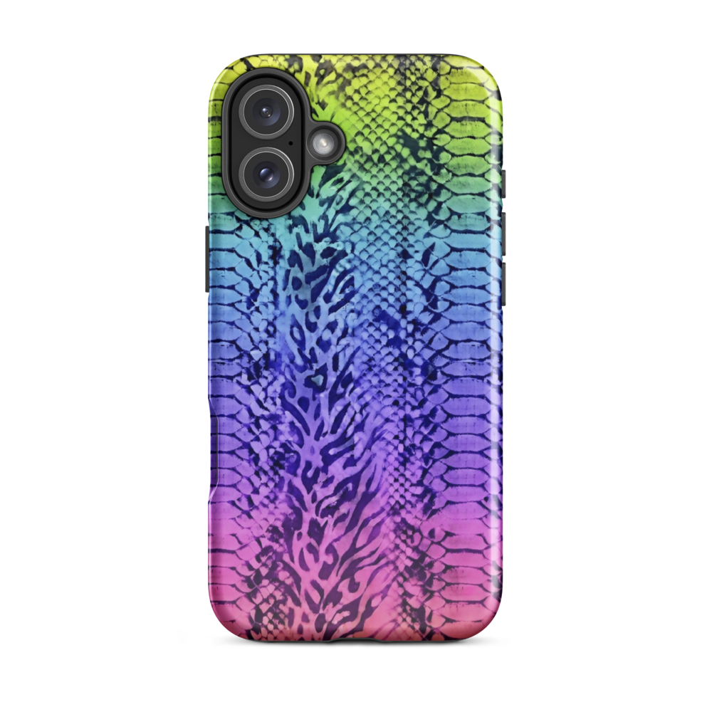Neon Rainbow Snake Skin & Leopard Print Tough Case for iPhone®