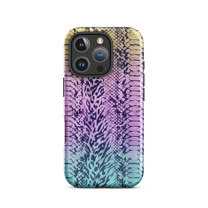 Faded Rainbow Snake Skin Zebra & Leopard Print Tough Case for iPhone®
