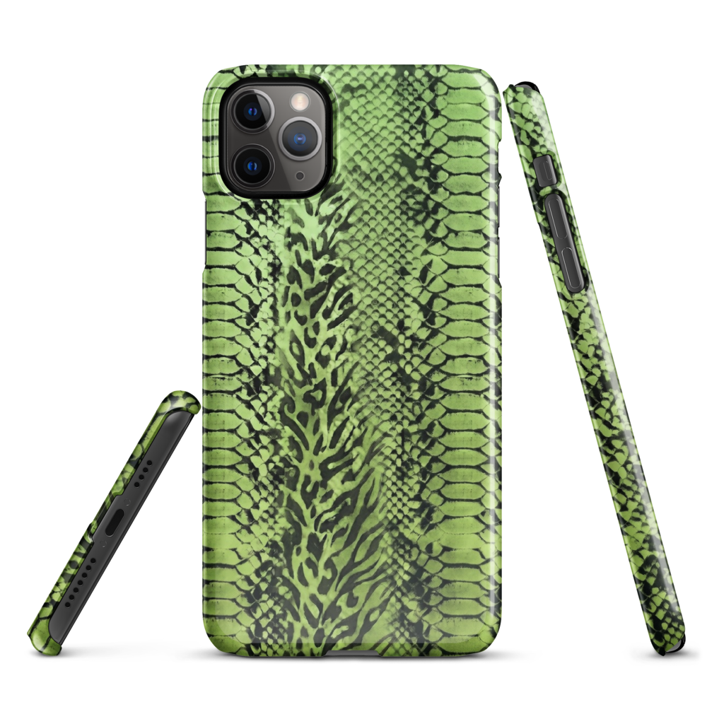 Green Snake Leopard & Zebra Print Snap Case for iPhone