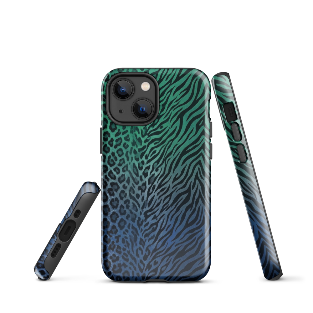 Blue to Teal Zebra & Leopard Print  Tough Case for iPhone®