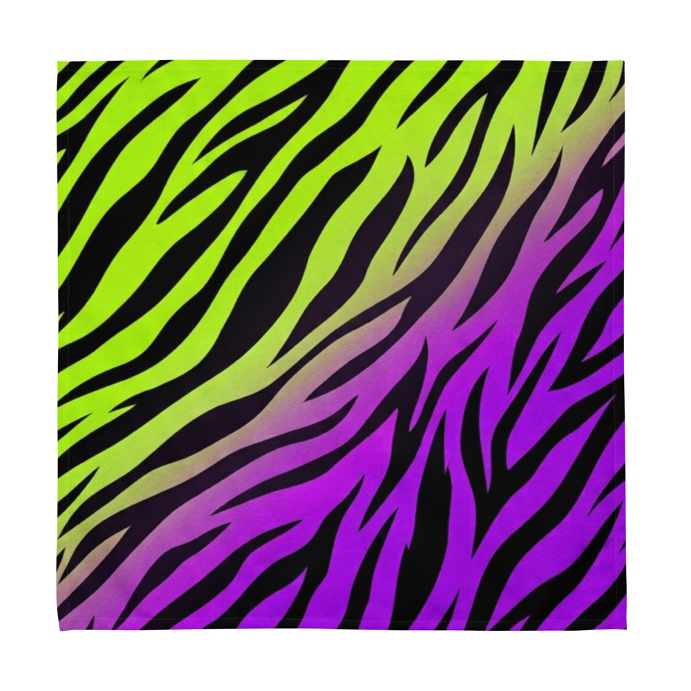 Zebra Print Neon Green and Purple Y2K inspired Cloth Napkin Set (4)