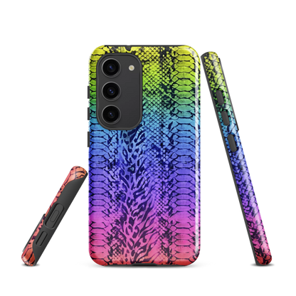 Vibrant Rainbow Snake Skin & Leopard Print Tough Case for Samsung