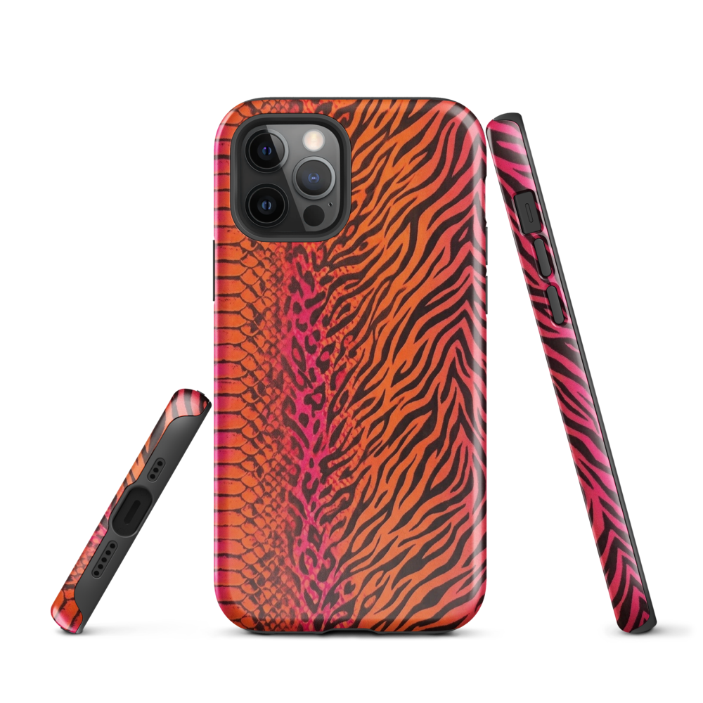 Sunset Orange & Pink Snake Skin Zebra & Leopard Print Tough Case for iPhone®