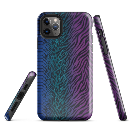 Blue to Purple Dark Snake Zebra & Leopard Print Tough Case for iPhone®