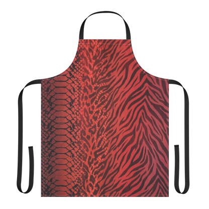 Red Snake Skin Zebra & Leopard Print Strap Apron