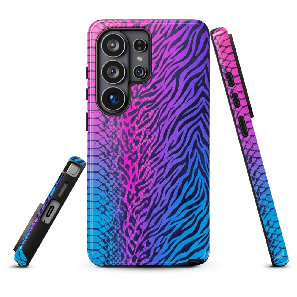 Hot Pink & Blue Snake Skin Zebra & Leopard Print Tough Case for Samsung