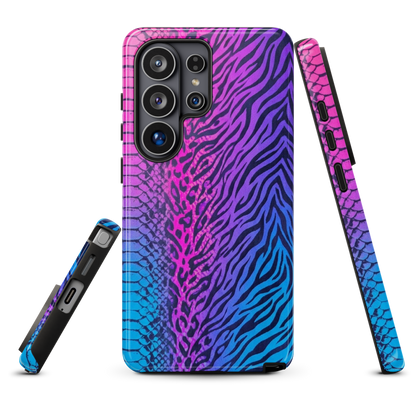 Hot Pink & Blue Snake Skin Zebra & Leopard Print Tough Case for Samsung