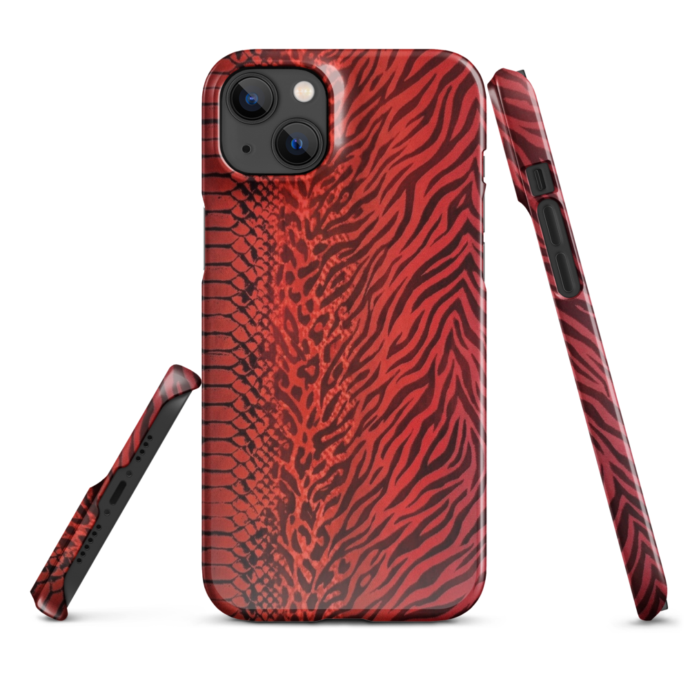 Red Zebra Snake & Leopard Print Snap Case for iPhone