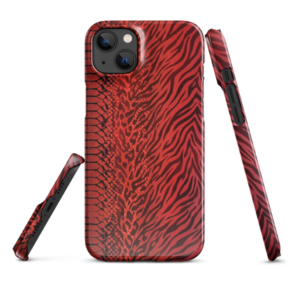 Red Zebra Snake & Leopard Print Snap Case for iPhone
