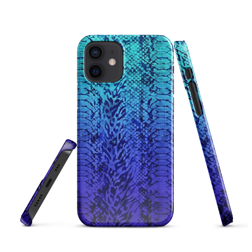 Vibrant Blue Snake Skin & Leopard Print Snap Case for iPhone