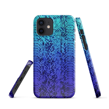 Vibrant Blue Snake Skin & Leopard Print Snap Case for iPhone