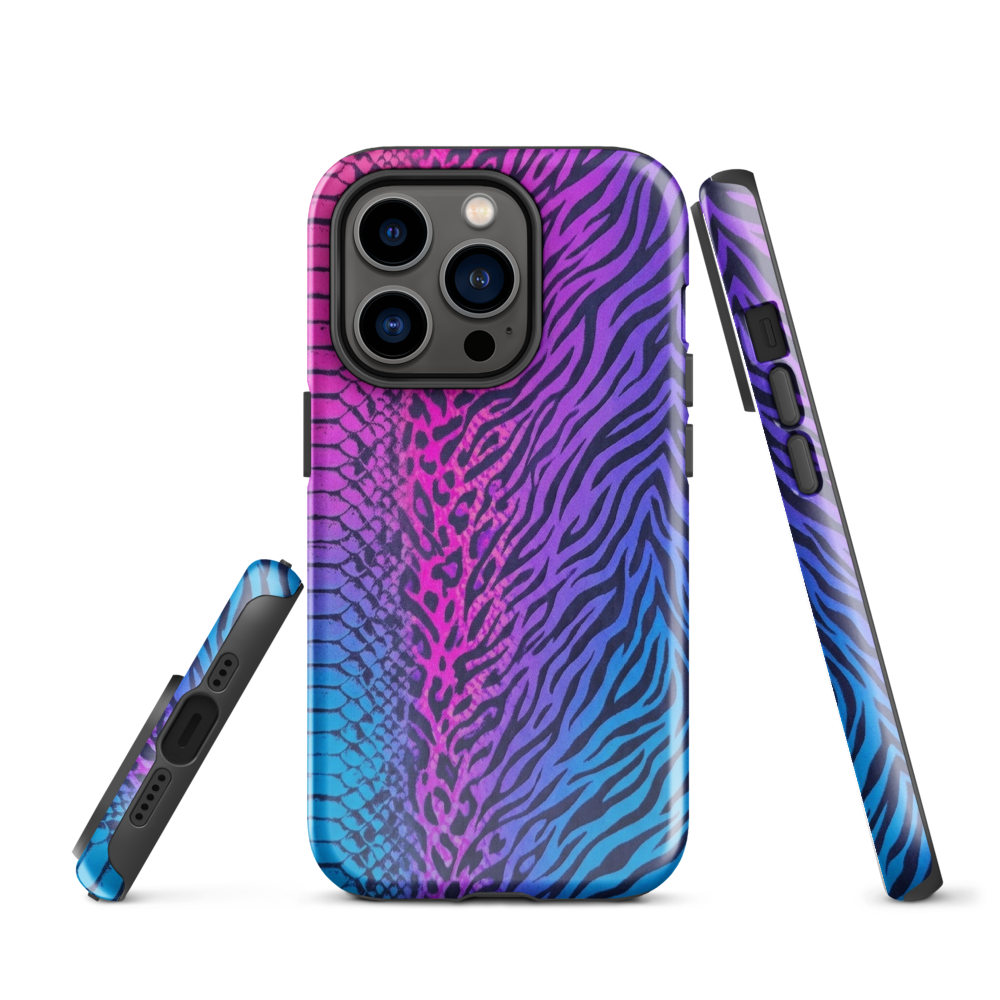 Pink & Blue Snake Skin Leopard & Zebra Print Tough Case for iPhone®
