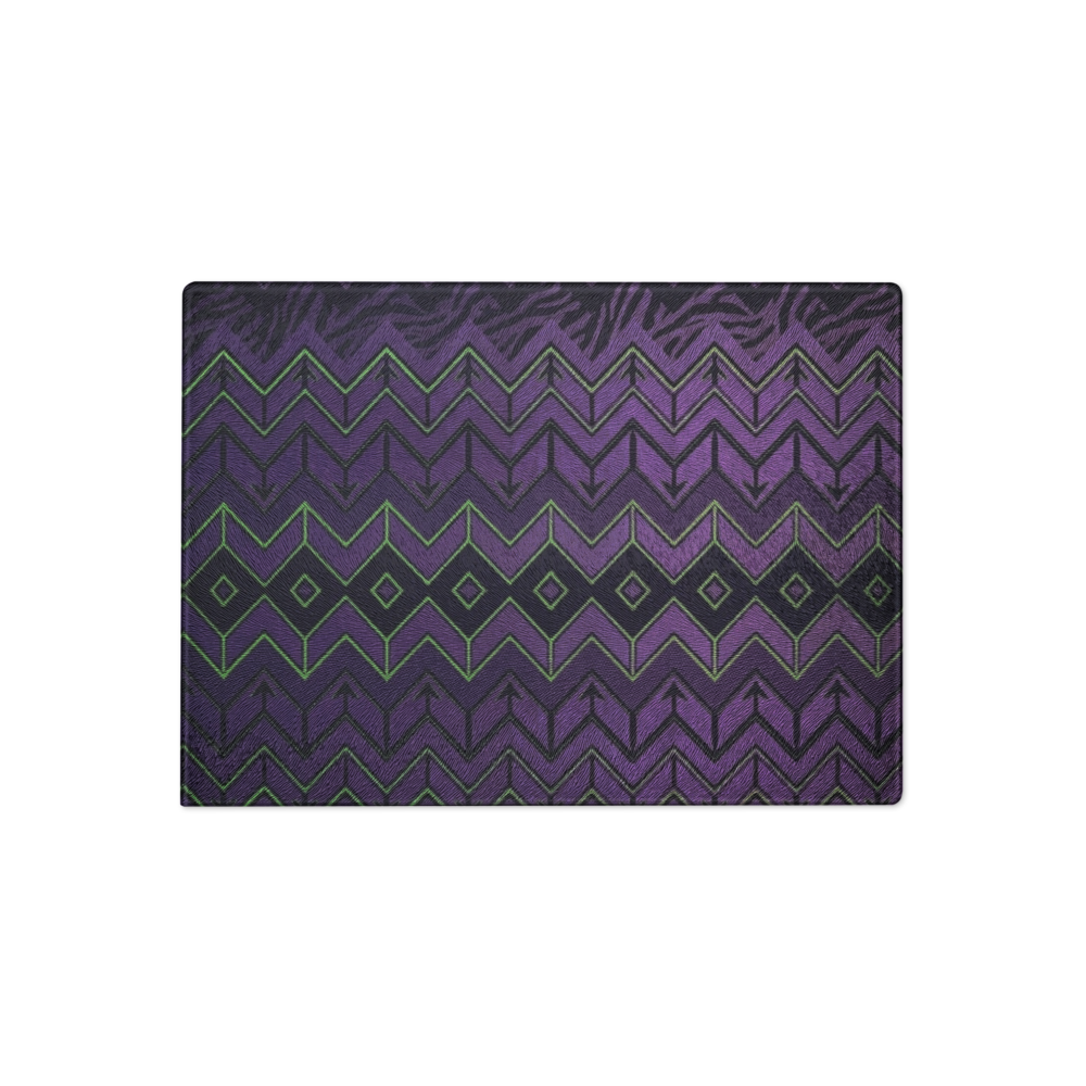 Halloween Purple & Green Zebra & Leopard Print Special Edition Chevron Pattern Glass Cutting Board
