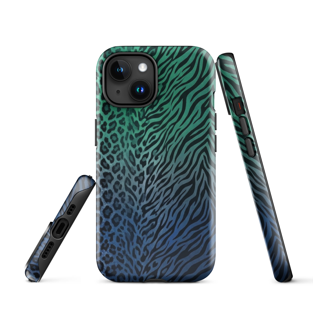Blue to Teal Zebra & Leopard Print  Tough Case for iPhone®