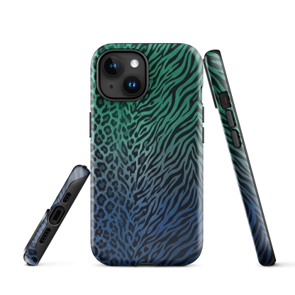 Blue to Teal Zebra & Leopard Print  Tough Case for iPhone®