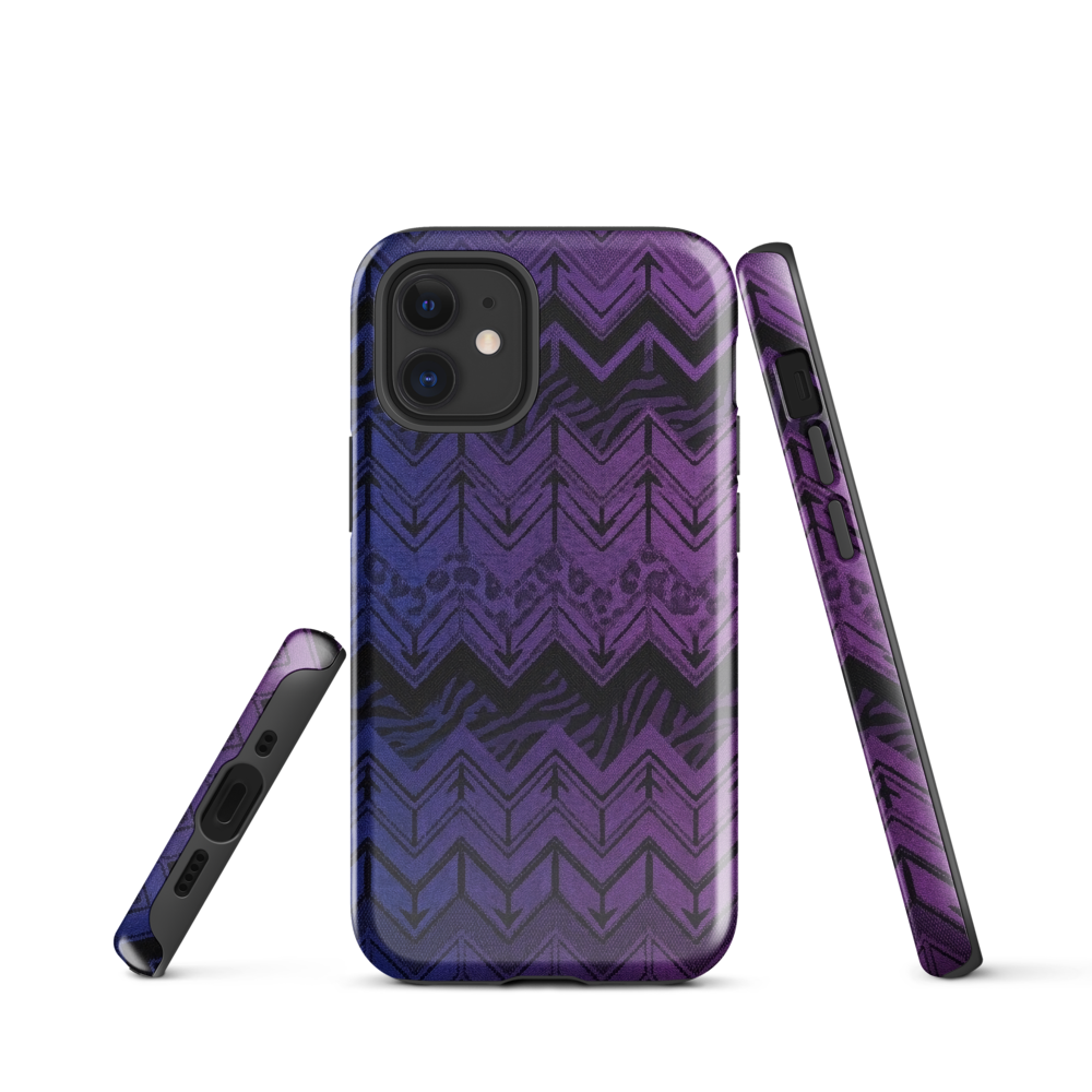 Purple to Blue Chevron Zebra & Leopard Print Tough Case for iPhone®