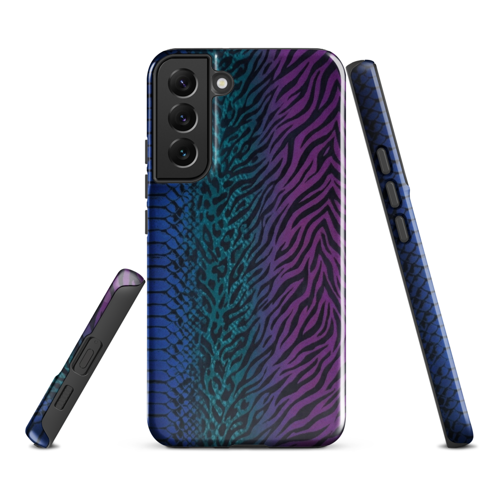 Blue to Purple Dark Snake Zebra & Leopard Print Tough Case for Samsung