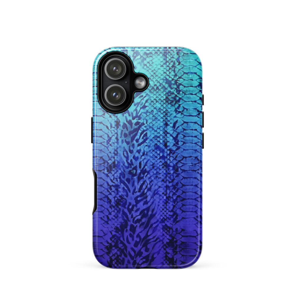 Vibrant Blue Snake & Leopard Print Tough Case for iPhone®