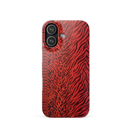Red Zebra Snake & Leopard Print Snap Case for iPhone