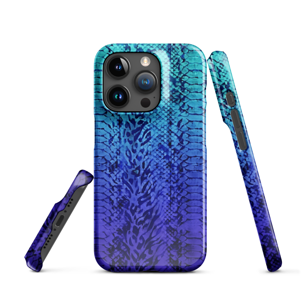 Vibrant Blue Snake Skin & Leopard Print Snap Case for iPhone