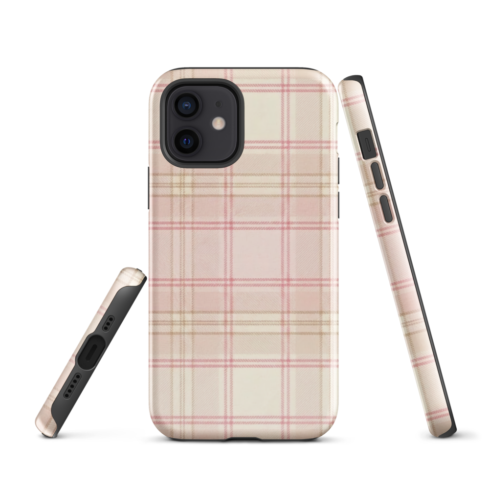 Pink & Cream Plaid Coquette Print Tough Case for iPhone®