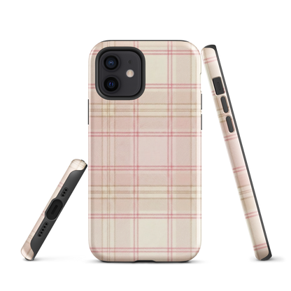 Pink & Cream Plaid Coquette Print Tough Case for iPhone®