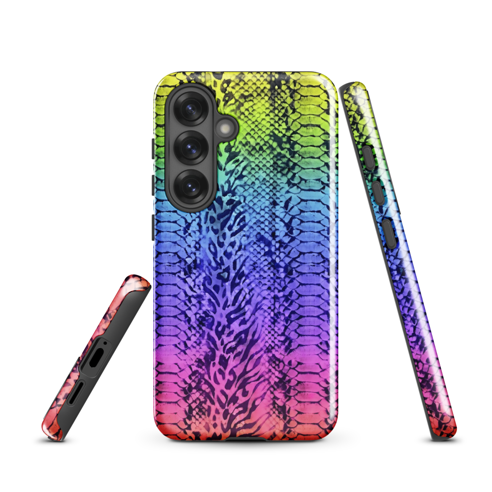 Vibrant Rainbow Snake Skin & Leopard Print Tough Case for Samsung