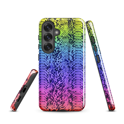 Vibrant Rainbow Snake Skin & Leopard Print Tough Case for Samsung