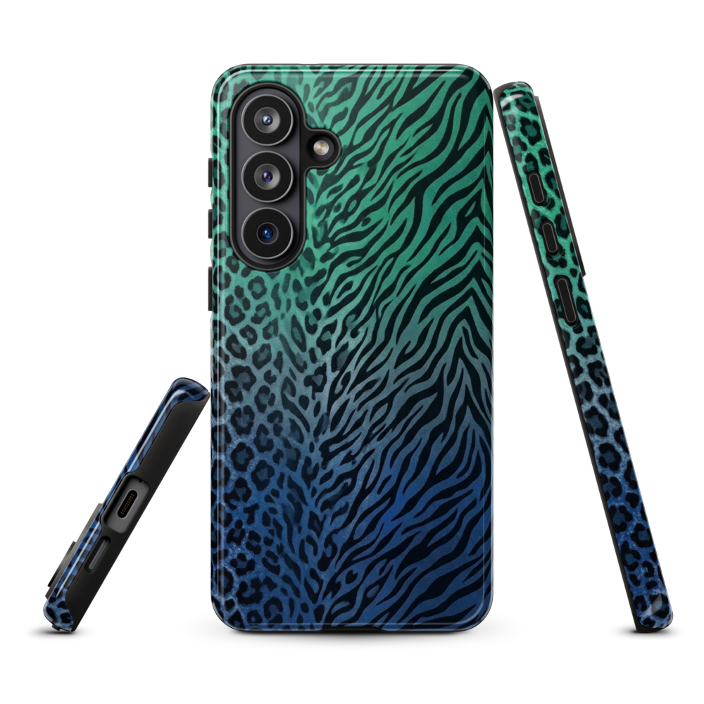 Blue to Teal Zebra & Leopard Print Tough Case for Samsung