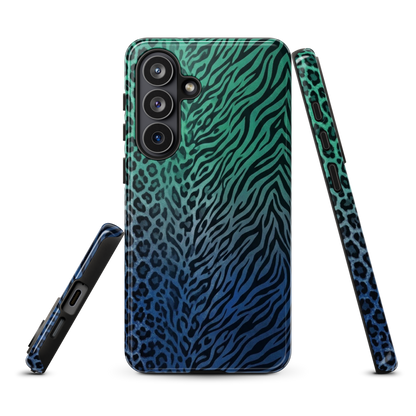 Blue to Teal Zebra & Leopard Print Tough Case for Samsung